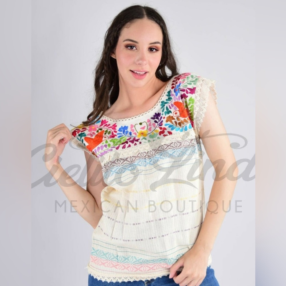 Oaxaca Paloma Cream | Multicolor Top